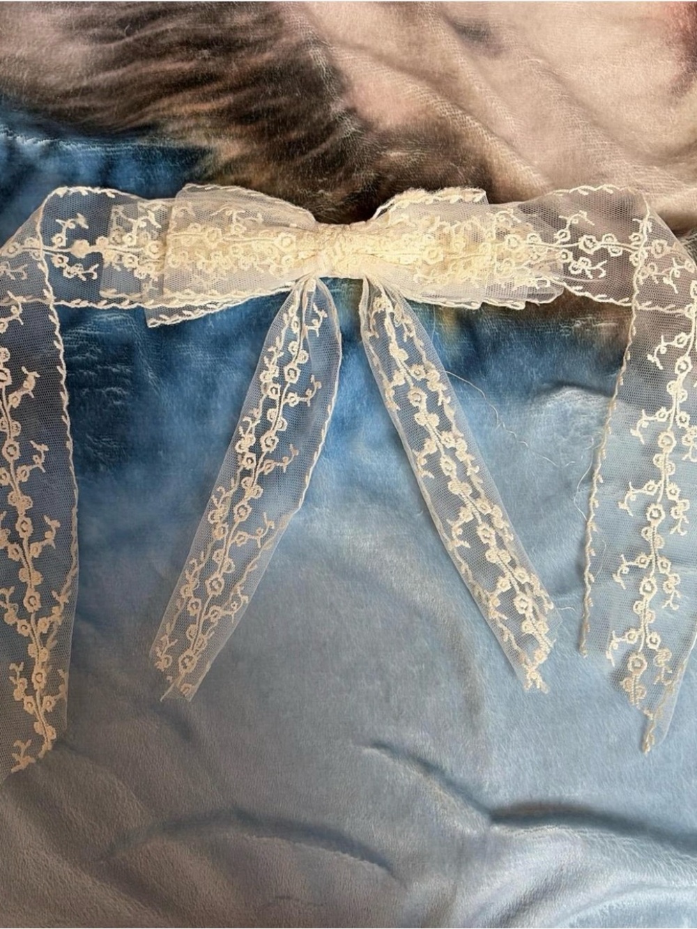 Free People Cream Lace Ribbon Bow Accent